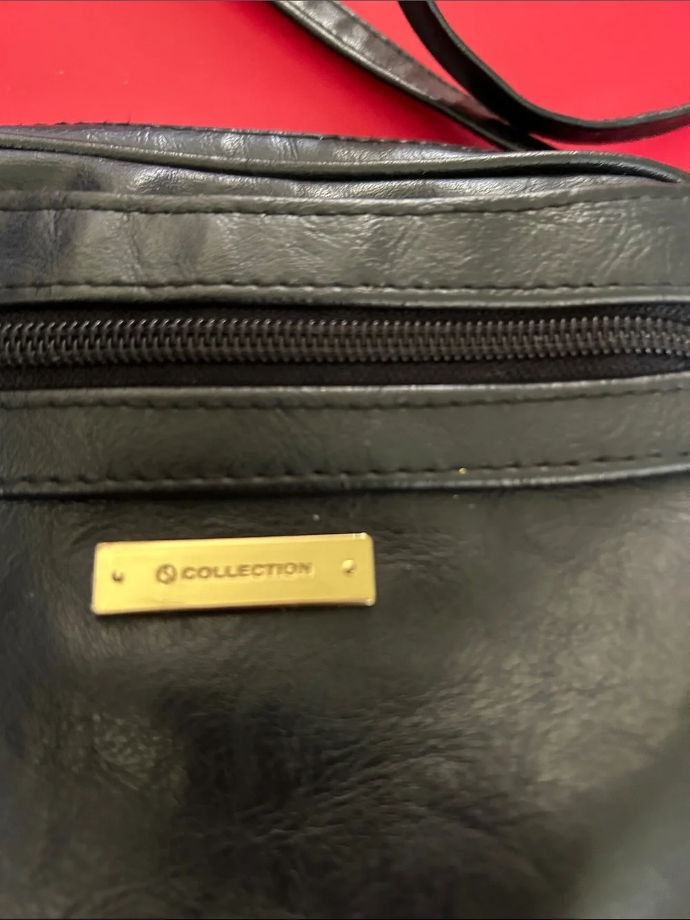 NY Collection Black Crossbody Bag with Gold Accents